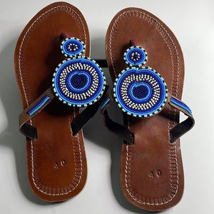 Blue Masai Slippers